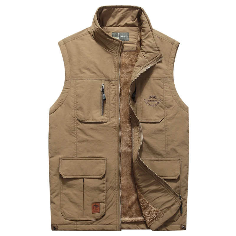 Осенне-зимний мужской жилет теплый флисовый куртка без рукавов повседневный