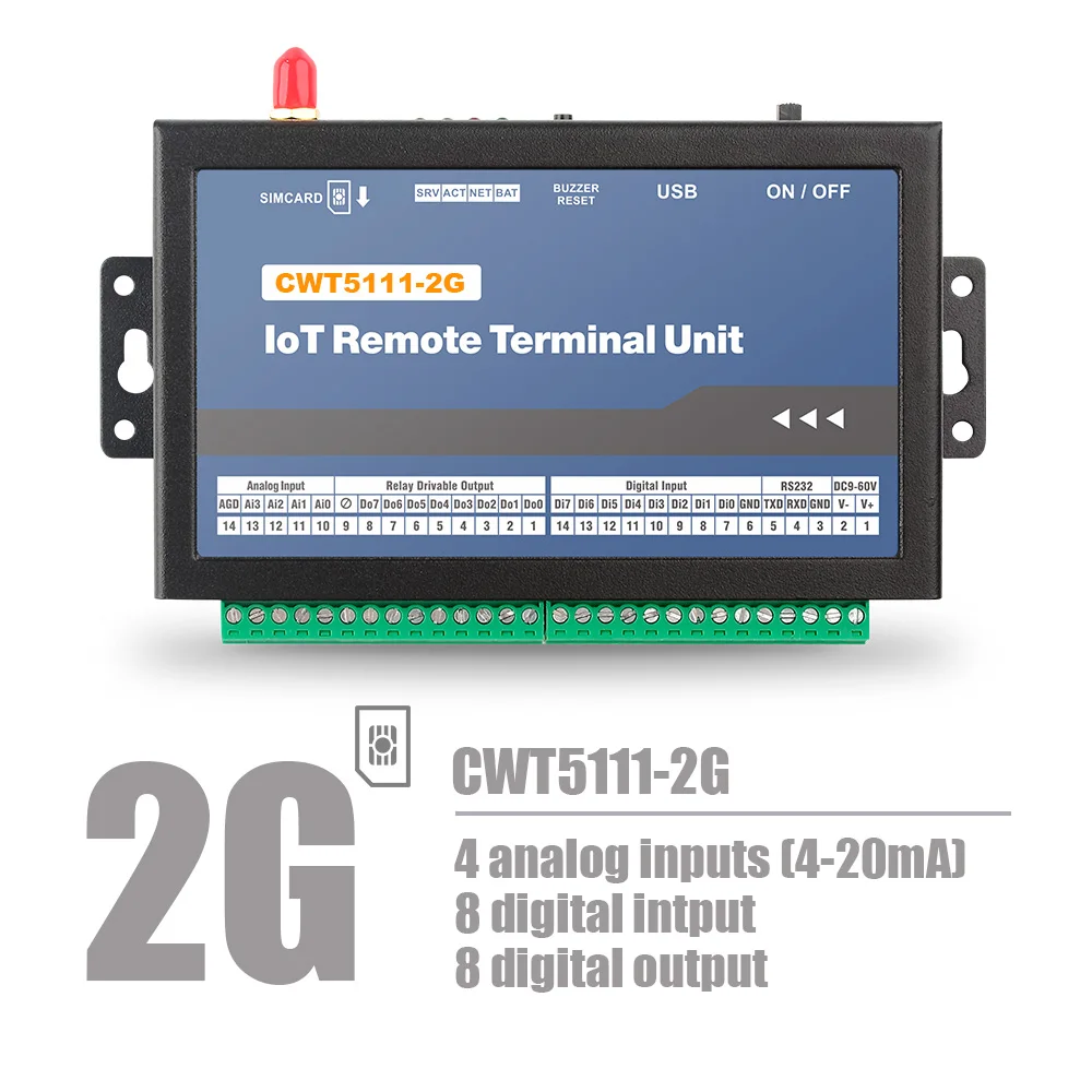 

Модуль дистанционного сбора данных CWT5111 8DI 4AI 8DO Gsm Gprs 4g Wi-Fi Rtu модем Поддержка приложения M2M