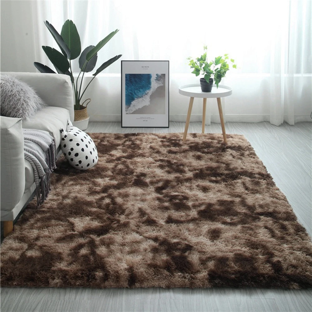 

Long Hair Soft Carpet Tie Dyeing Plush Rug for Kids Room Living Room Bedroom Decoration Non-slip Mat Water Absorbing Rugs