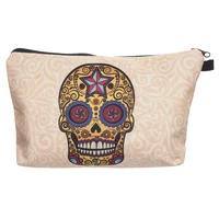 women cosmetic bag portable makeup bag case 3d print mexican skull star organizer bolsa feminina travel toiletry bag make up bag