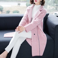 large size women mink cashmere plaid coat female autumn winter new classic coat korean long mink cashmere sweater outerwear 5xl