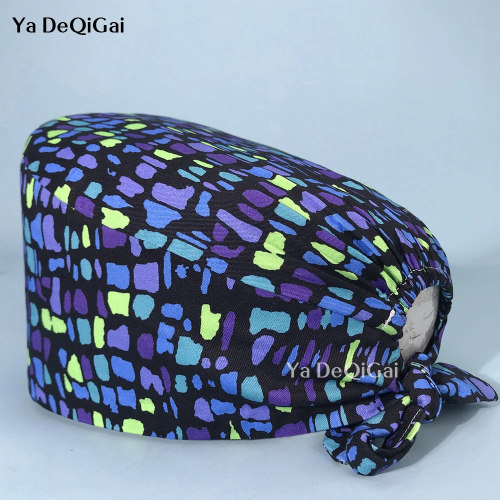 

new Multicolor pure cotton breathable men and women surgical cap cartoon printing beauty salon nursing caps wholesale doctor cap