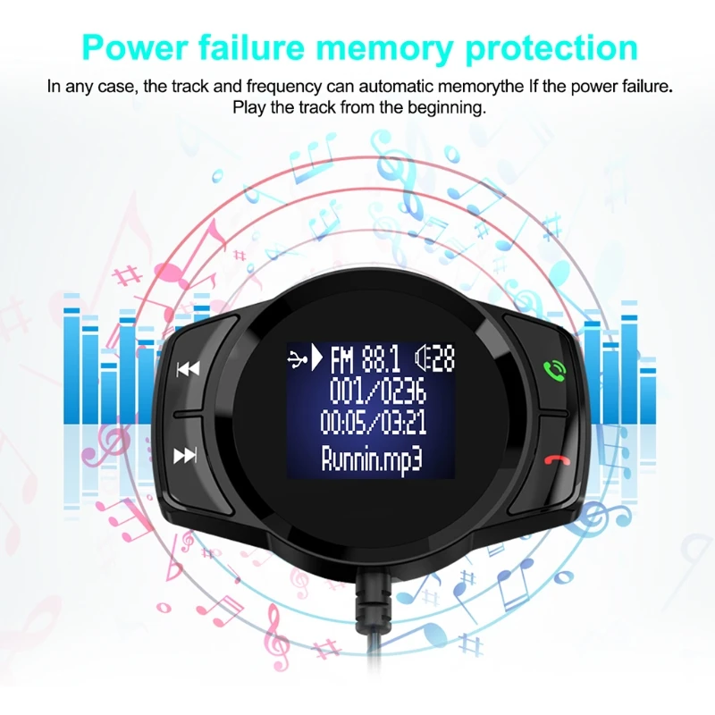 

Large Screen Car Bluetooth Voice Kit Wireless Receiver for Handsfree Talking and Music Streaming with Ground Loop Noise