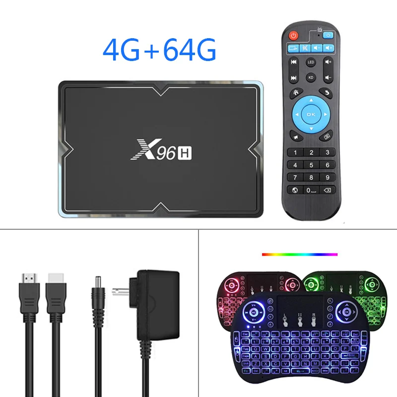 4G64G add I8 keyboad Smart Android tv BOX 6K 4K HD 3D 4G RAM64GB X96H wifi Android 9,0 tv BOX VS X96mini X96max - Цвет: 4G64G add I8 keyboad