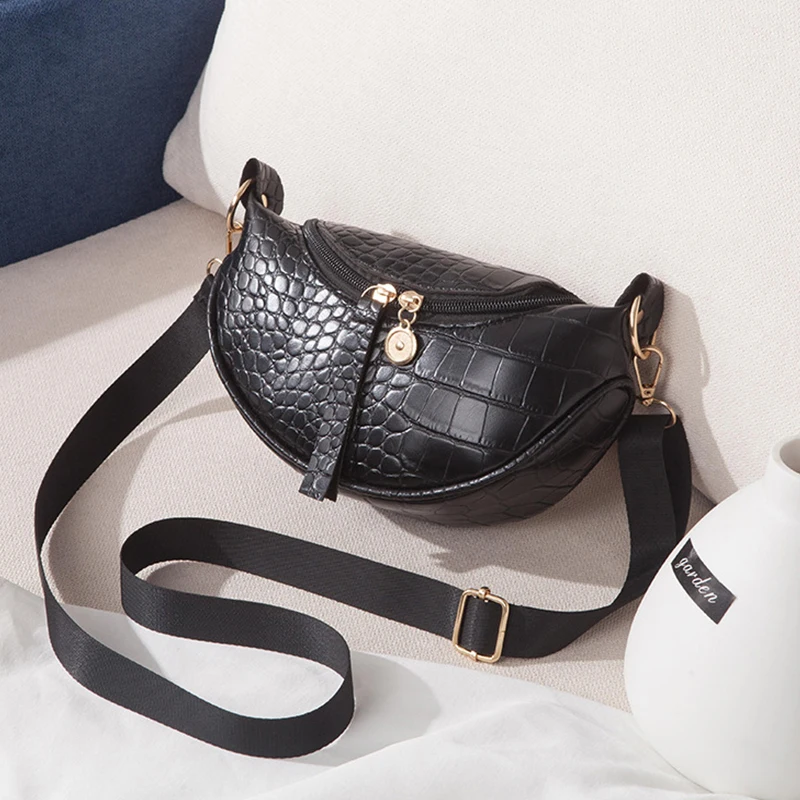 

PU Leather Trend Women's Bag 2021 New Fashion Chest Bag Crocodile Pattern Zipper Women's Shoulder Messenger Bag Luxury Handbags