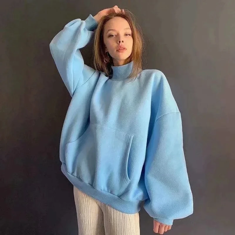 

2020 New Autumn Winter Women Female Casual Polyester sweaterShirt solid Brand Blouse Outwear