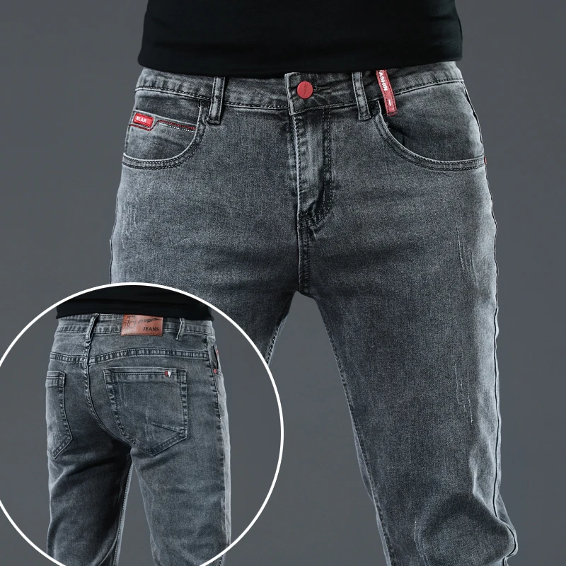 

New arrivals fashion casual straight slim gray jeans demin pants for men