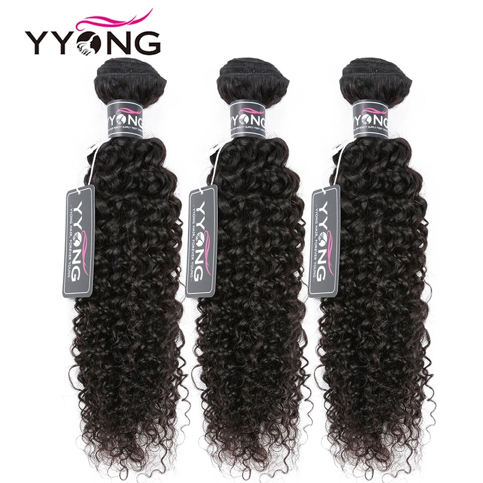 

Yyong Hair Peruvian Kinky Curly 100% Human Hair Weave Bundles Remy Hair Weaving 3 Pcs/Lot Natural Color 8-26Inch Hair Extensions