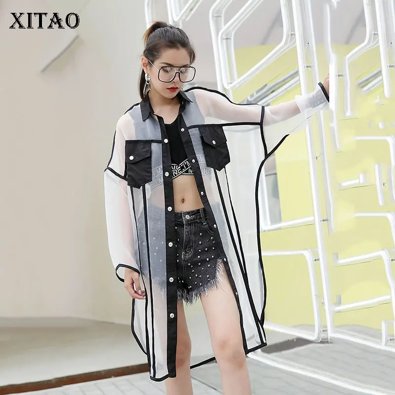 Сетчатые женские рубашки XITAO с длинным рукавом женская блузка Корейская одежда