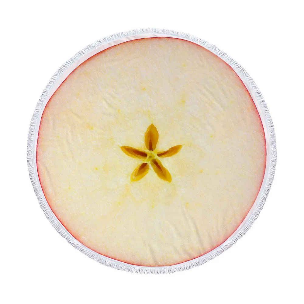 

New Style Beach Towel Round Creative Fruit Print Sun Protection Beach Towel Quick Drying Towel Shawl Bath Towel