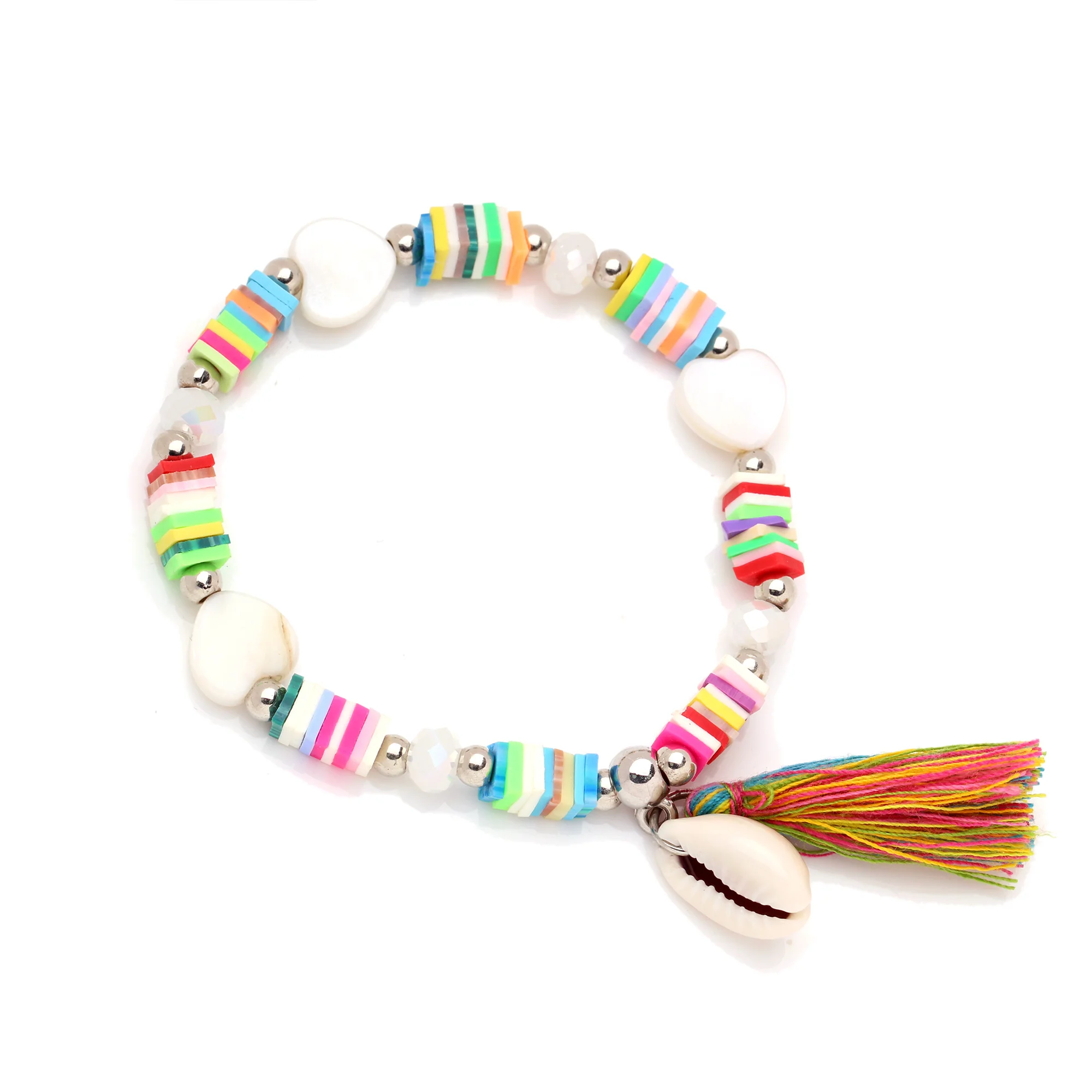 Boho Heishi бусы Love Heart Cowrie Seashell длинные кисточки стрейч браслеты для женщин и мужчин