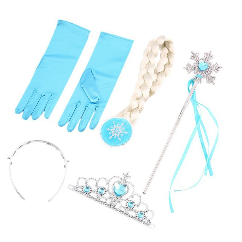 New Disney Frozen Princess Crown Magic Wand Wig Gloves Elsa Anna 5pcs cosplay toys masquerade for kids party | Игрушки и хобби