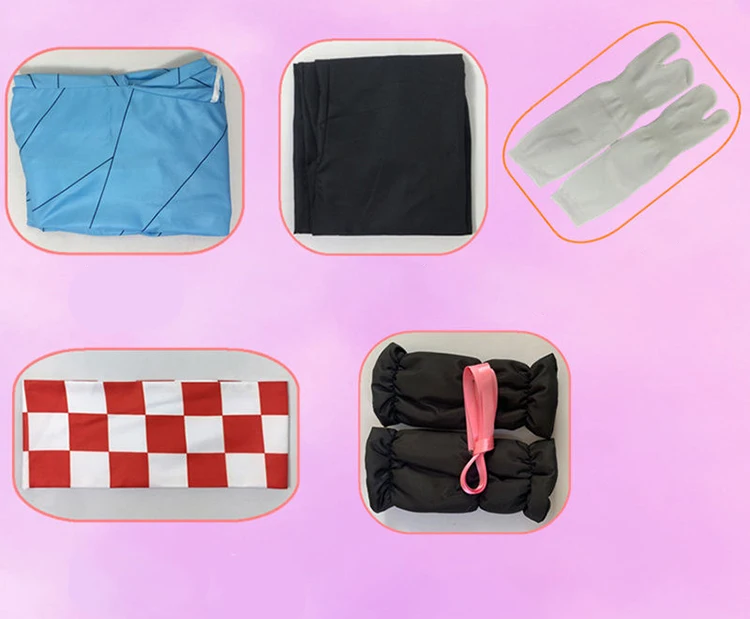 

Anime Demon Slayer Cosplay Nezuko Kimono Costume Kimetsu no Yaiba Women Blue Kimono Halloween