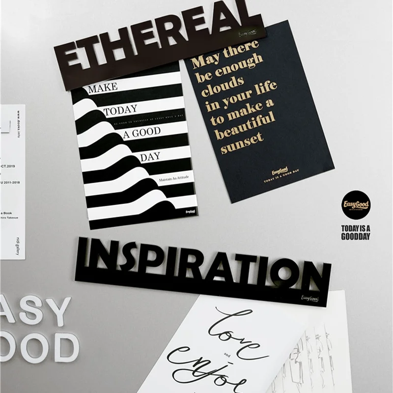 

Easygood Scandinavian INS Black Creative Magnetic Stickers Photo Magnets Home Decoration Ornaments Text Refrigerator Stickers
