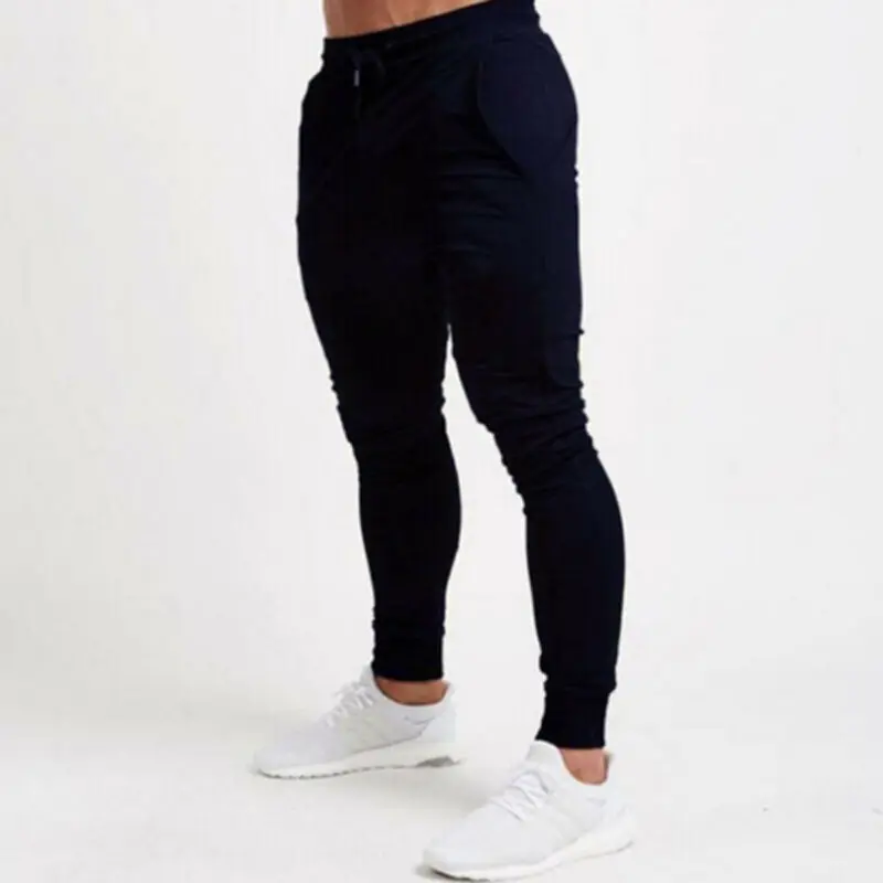 New Men's Slim Cuffed Hem Trousers Plain Track Sweat Pants Suit Gym Casual Sport |