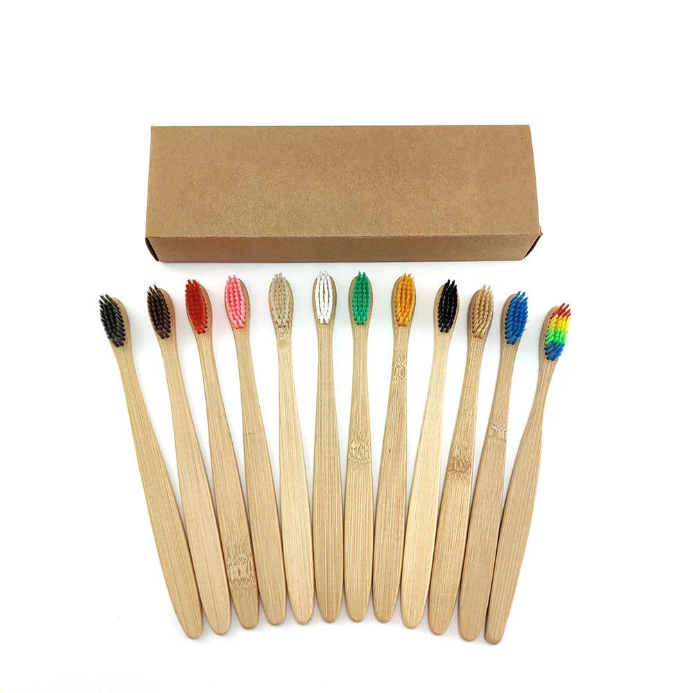 

12 pcs/pack dog toothbrushes Eco-friendly Bamboo toothrbush differnt color and repeatable
