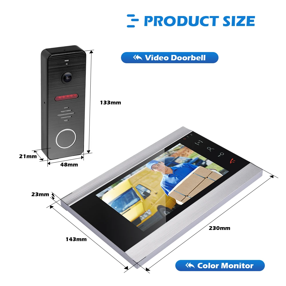 Видеодомофон для дома 7-дюймовый цветной монитор видеодомофон с глазком домофоны