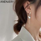 Женские серьги-кольца ANENJERY, серьги из стерлингового серебра 925 пробы с круглыми дисками, модные ювелирные изделия, подарки, оптовая продажа, S-E1342