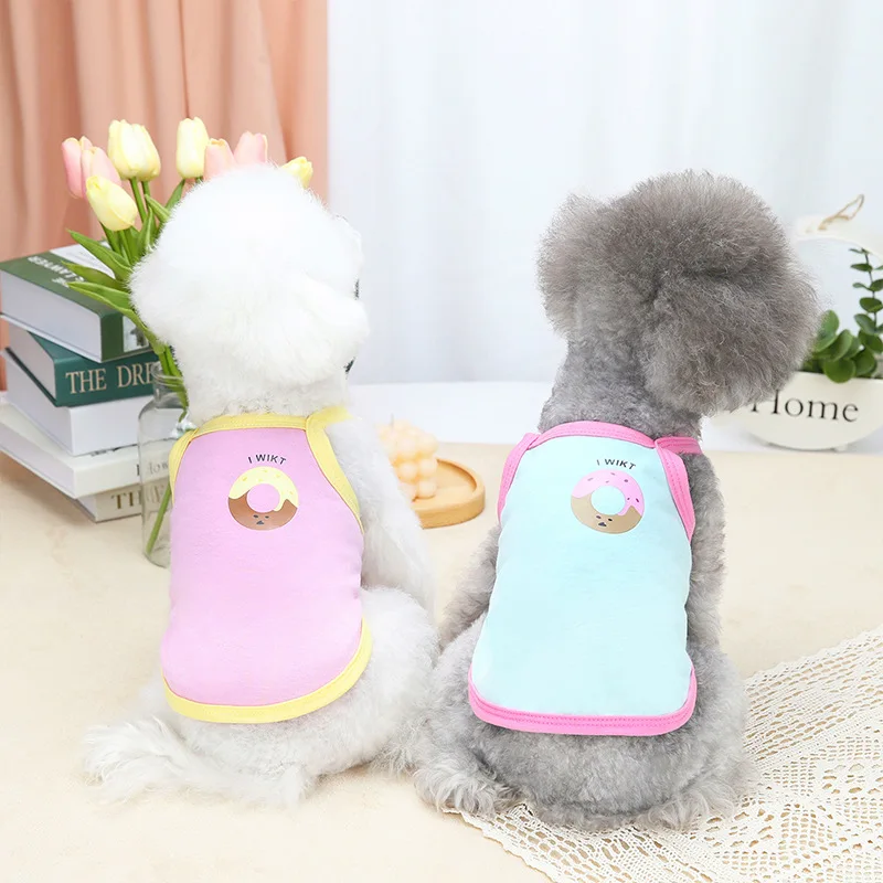 

Puppy Vest Cut Donuts Printed Vests for Small Dogs Summer Cool Pet Clothing Polyester Thin Light Pets Cloth Fashion Dog Clothes