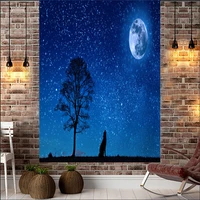 custom diy wall hanging tapestry natural art star galaxy psychedelic carpet magic forest tree tapestry