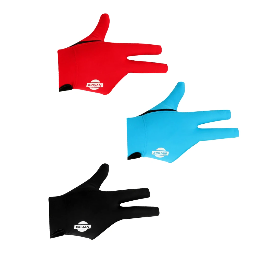 

3-Finger Sweat Absorbing Breathable Elastic Fingertip Cut Snooker Pool Billiard Glove for Right Hand