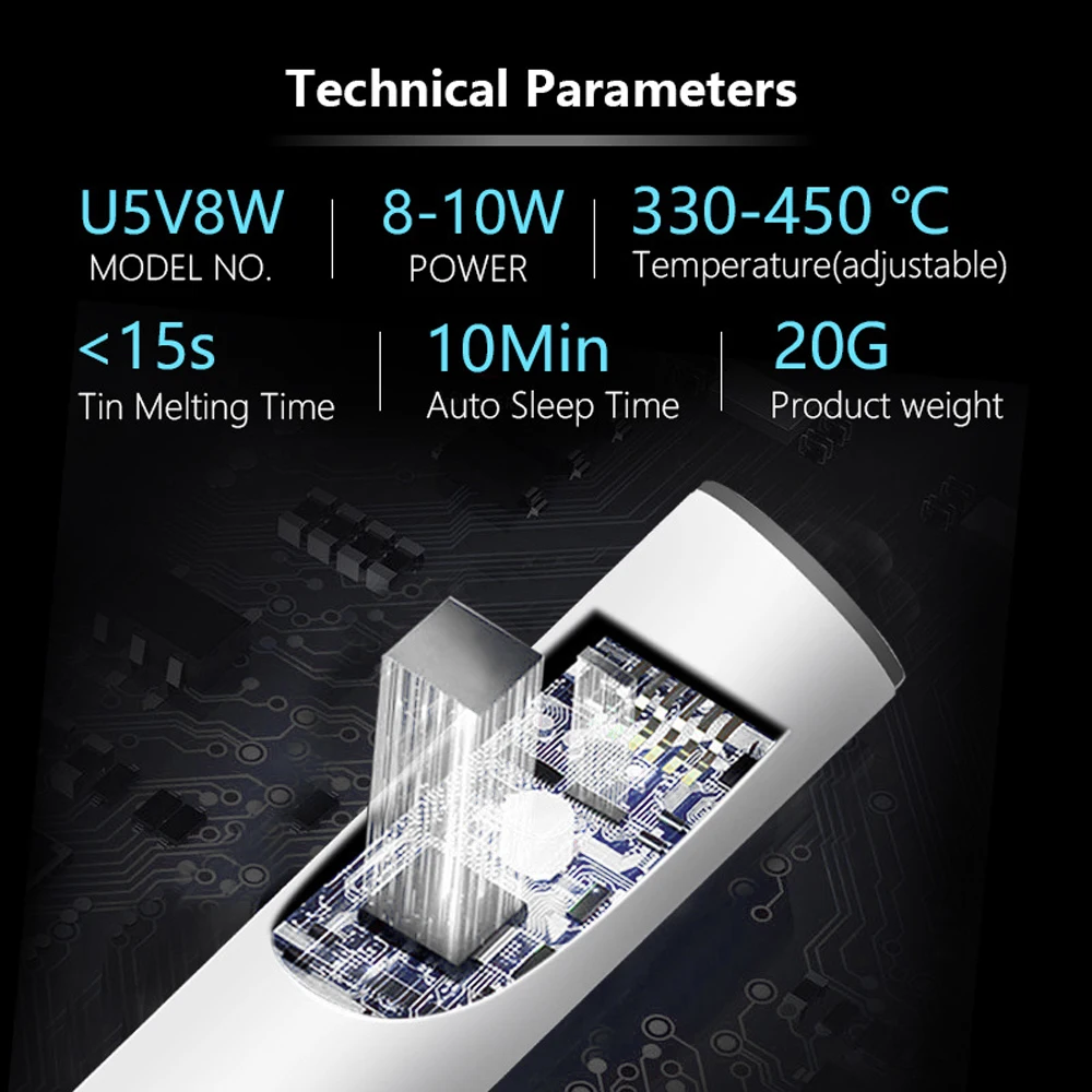 Электрический паяльник HANDSKIT с регулируемой температурой и подставкой USB 5 В 8