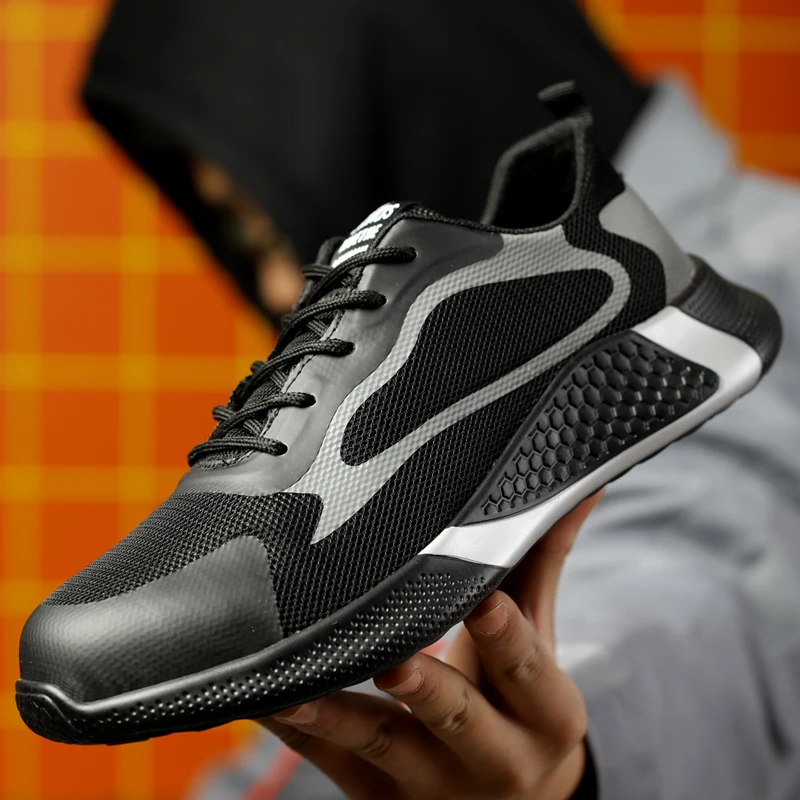 

New Men Work Safety Shoes Indestructible Steel Toe Shoes Work Shoes Lightweight Wearable Security Breathable Soft