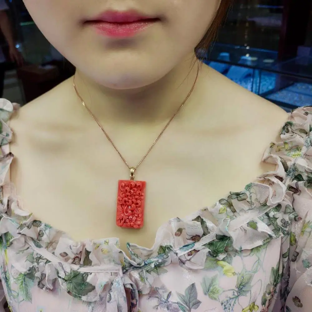 Женское Ожерелье из настоящего золота 18 К с подвеской в виде кораллов | Украшения