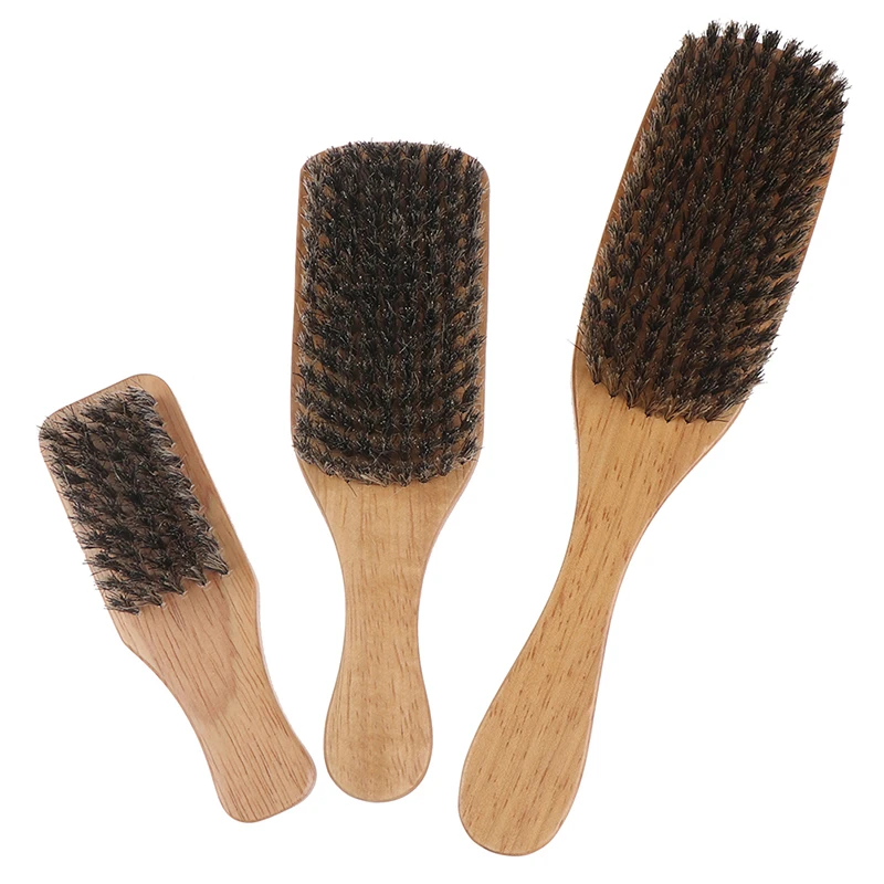 

1X Mens Boar Bristle Hair Brush Wooden Curly Wave Brush Styling Beard Hairbrush Great Styling/Grooming/Trimming Tools for salon