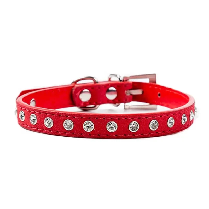 

Leather Pet Cat Collar Buckle Diamond Cat Collar Adjustable Suitable Kitten Puppy Accessories Supplies Cat Buckle Collar