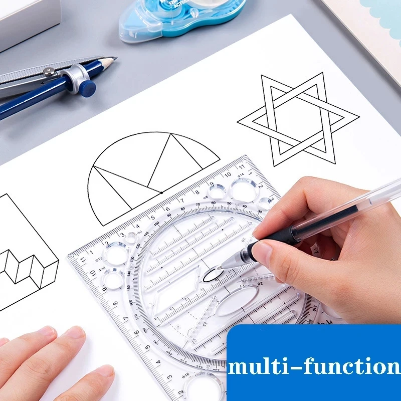 

2 Set Multi-purpose Measuring Ruler Multi-purpose Drawing Ruler Angle and Circle Maker for Geometric Drawing