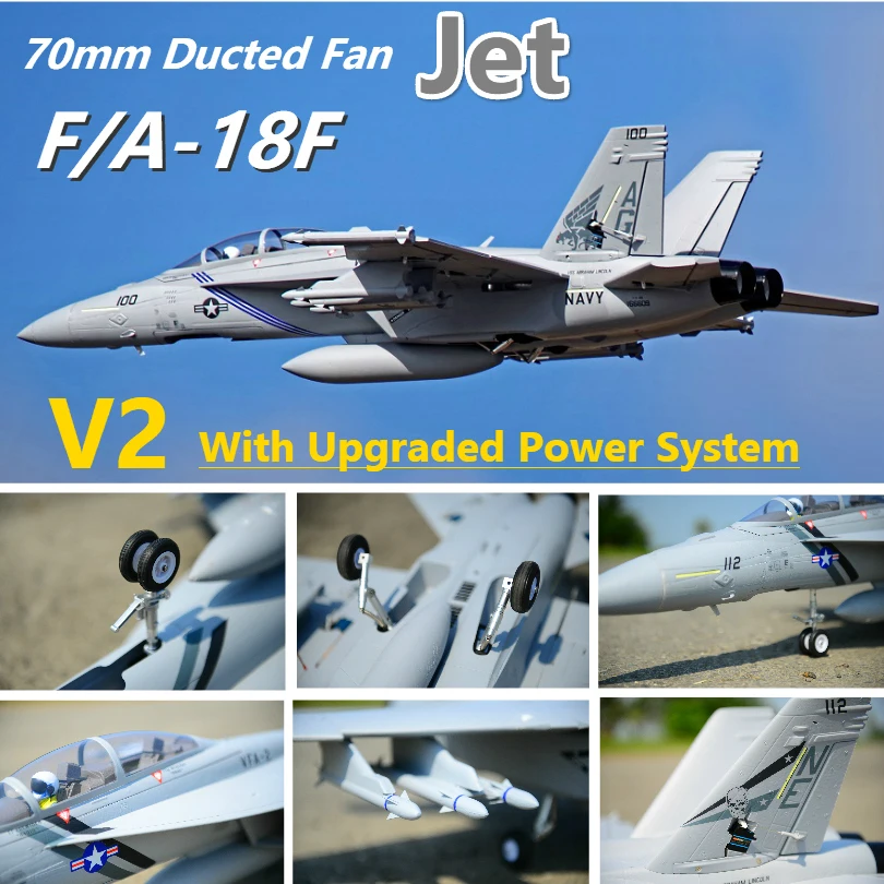 Радиоуправляемый самолет FMS F/A-18F F18 Super Hornet V2 70 мм воздуховод вентилятор EDF Jet большая модель самолета PNP 6CH с втягивающимися створками