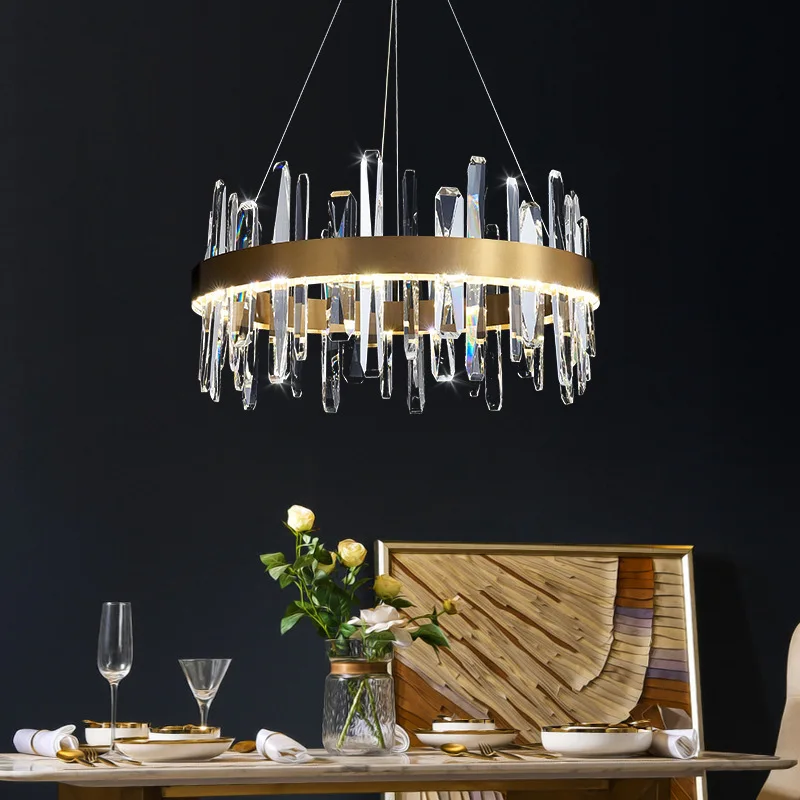 Modern led chandeliers in the living room ring crystal chandelier for dining hanging circle cristal lamps Stainless steel | Лампы и