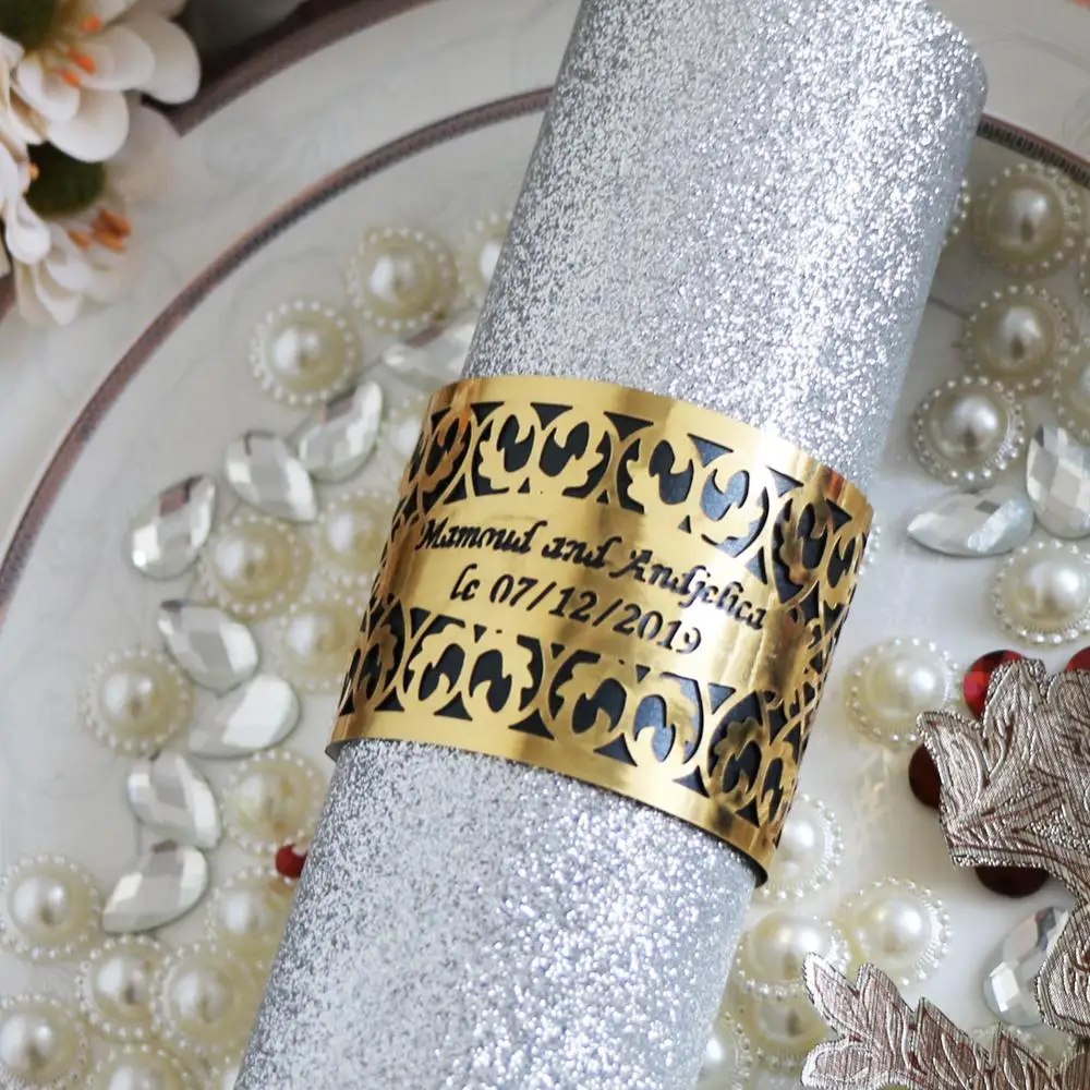 

100pcs/lot Glitter paper Napkin Ring Napkin Holder Custom for Wedding Party Banquet Dinner Decoration Crafts Table Decoration