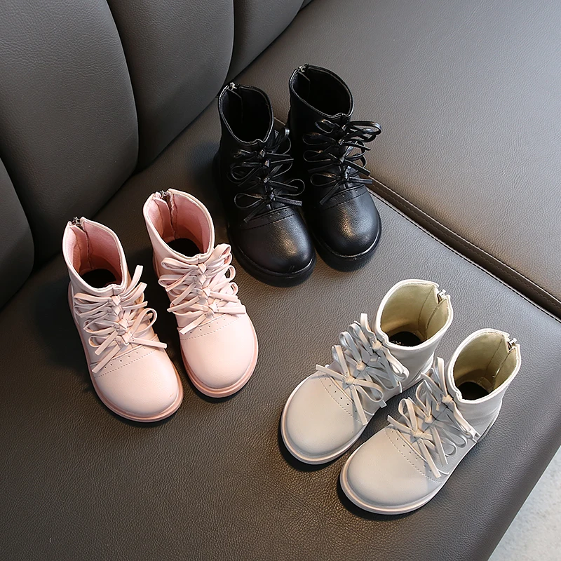 Детские ботинки на мягкой подошве сезон осень зима обувь сплошного цвета