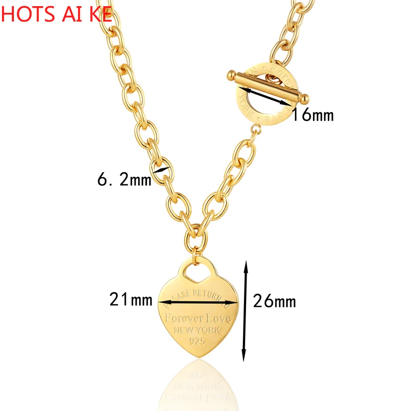 

Classic Carve Forever Love Heart Pendant Necklace For Women Titanium Steel Gold Color Woman Necklace Jewelry Collar Lover Gift