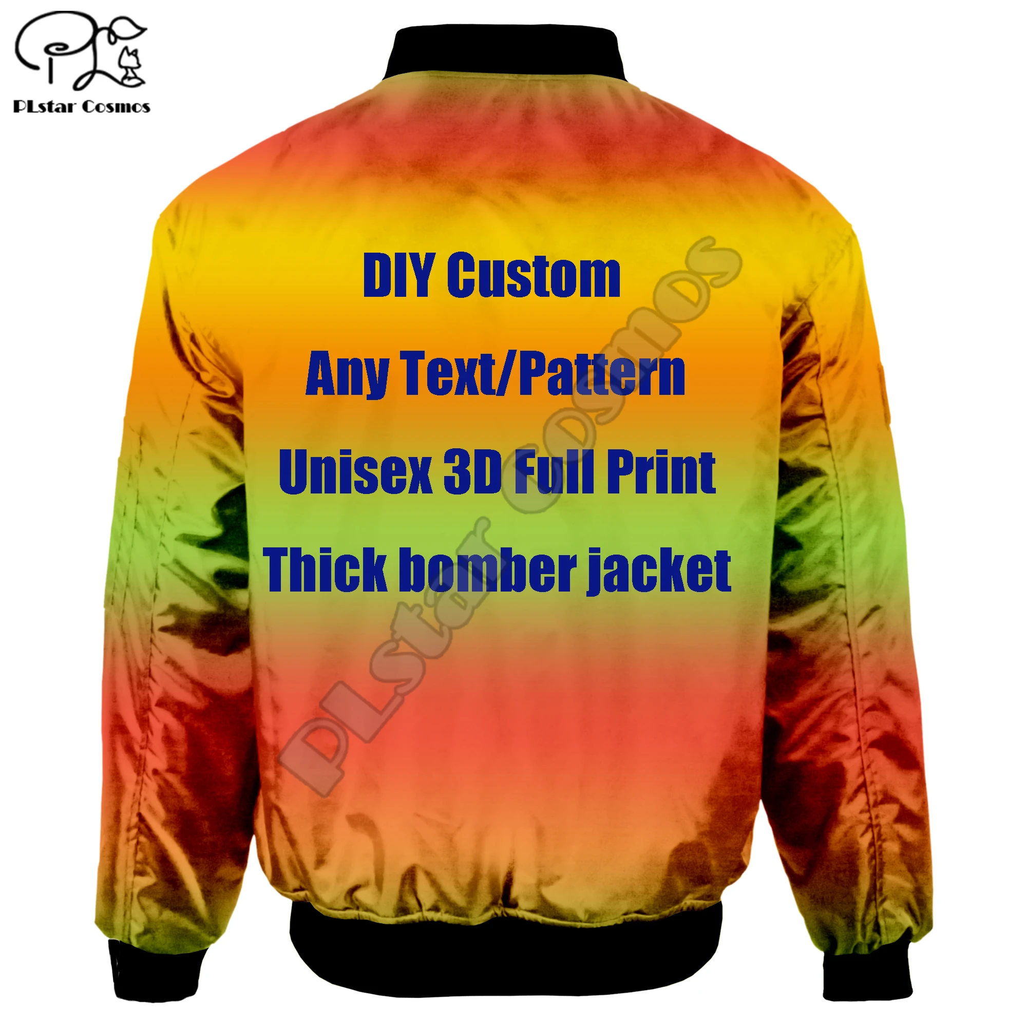 Drop Ship DIY 3D Custom Men US Sizes Bomber Jackets coat tracksuit women Winter Thick Oversized Casual Long Sleeve Flight Jacket