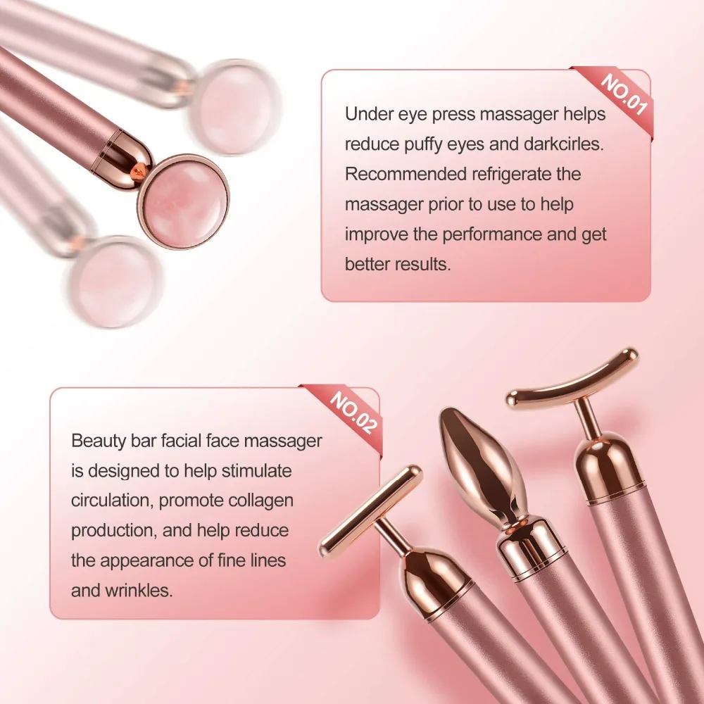 4 IN 1 Electric Facial Jade Roller Set Vibrating Face Massager Lifting Skin Tightening Anti-wrinkle Care Tool | Красота и здоровье