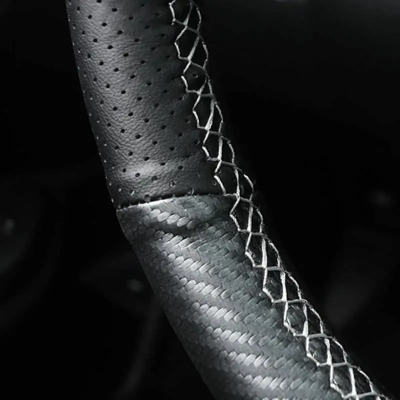 

Hand sewing Top Leather Carbon Fiber Steering Wheel Cover For Benz C300 B200
