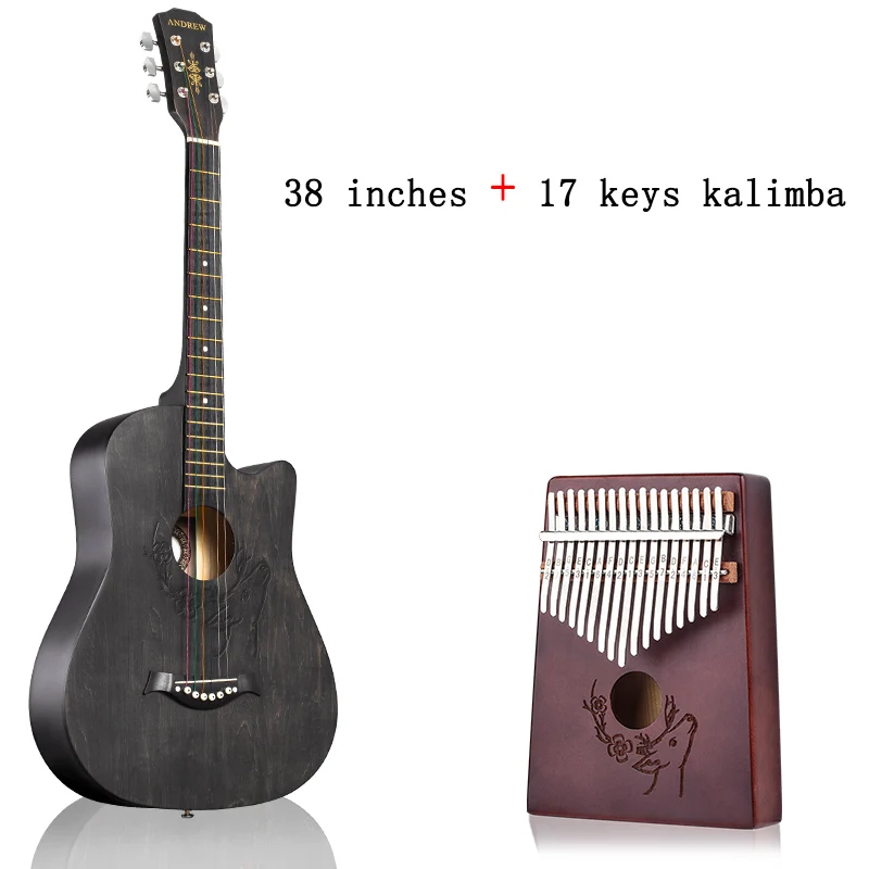 38CSXL-17YS Эндрюс 38/41 дюймов народная гитара из красного дерева collocate укулеле калимба олень тотем акустический музыкальный инструмент - Цвет: 38CSXL-17YS