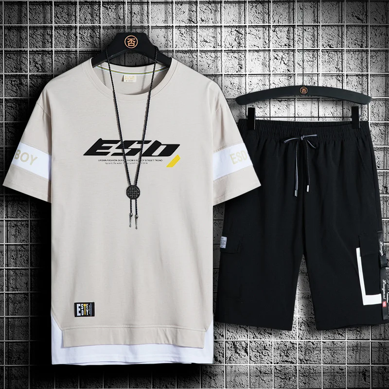 

Summer New Casual Sports Suit Men's Short-sleeved T-shirt Youth Sportswear Tide Brand Men's T-shirt Clothes