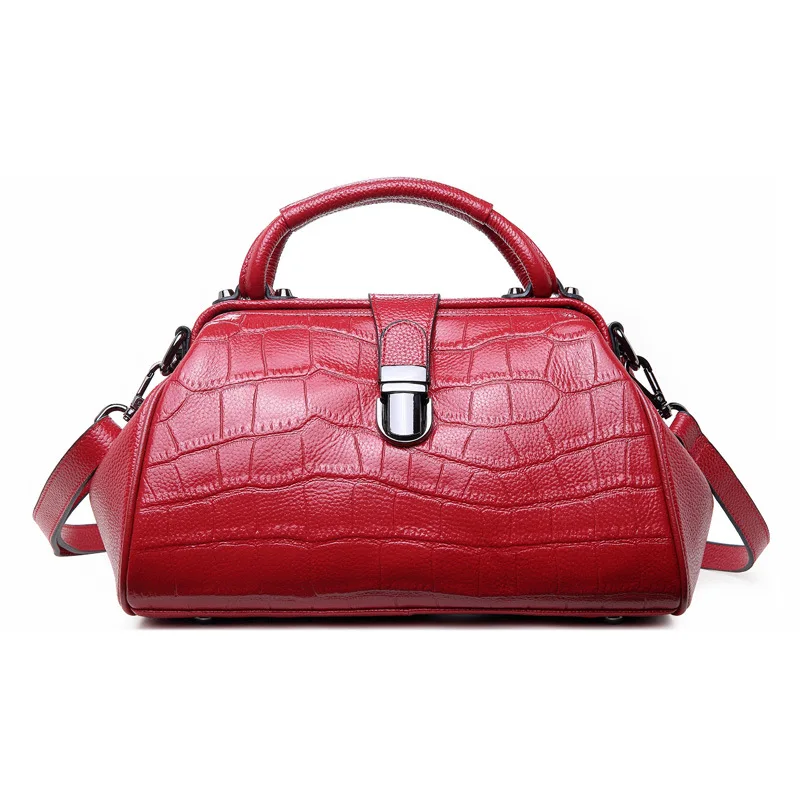 

European and American style new fashion ladies one-shoulder handbag top layer cowhide crocodile pattern crossbody bag
