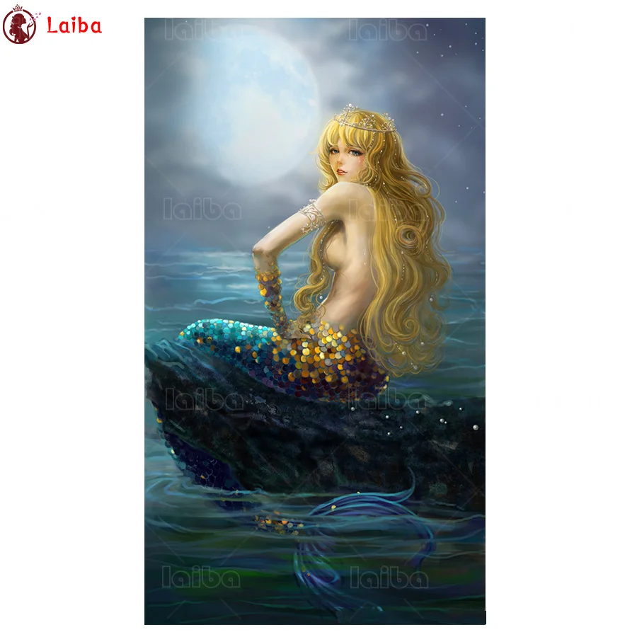 

diy Diamond Painting Fantasy art mermaid moon diamond mosaic full square drill diamond embroidery cross stitch home decor