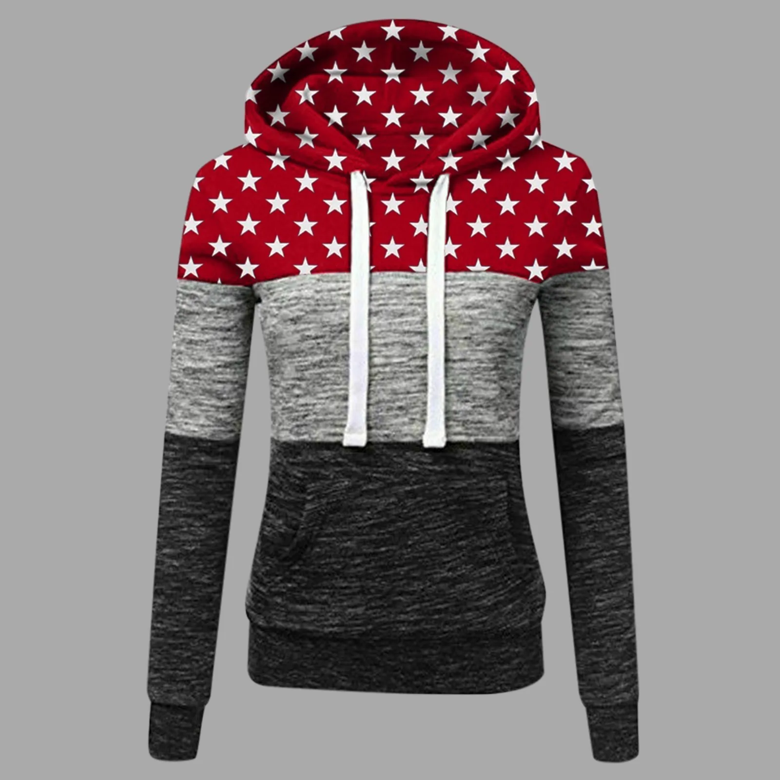 

2021 Women's Hoodies Fashion Star Printed Patchwork Long Sleeve Sweatshirts For Women Pullover Jumper Female Hoodies pull femme