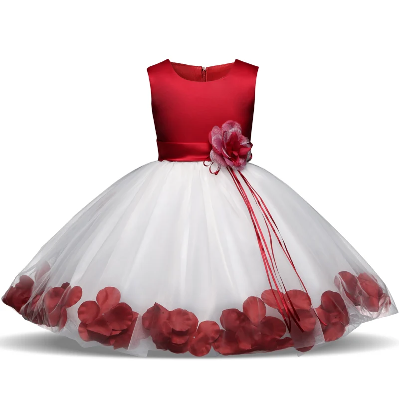 

Flower Girl Dress Petals Kids Dresses For Girls Christening Tulle Dresses Party Wedding Ceremonious Children's Clothes Ball Gown