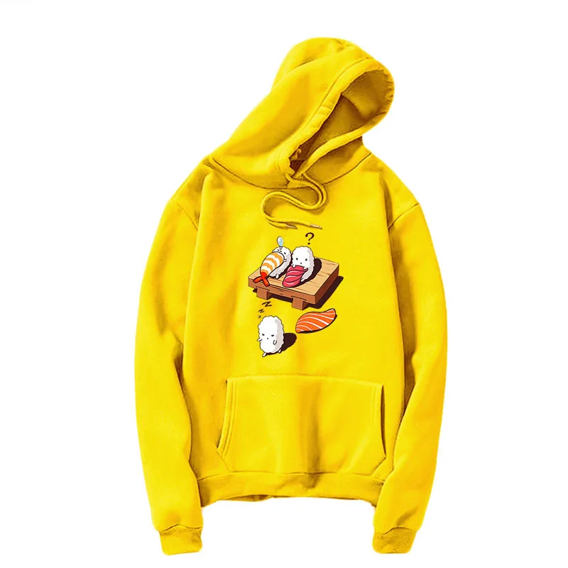 

Loose Fit Animation Sushi Print Top Hoodie Fall 2020 Women Clothing Oversized Hoodies Long Sleeve 2020 New Hooded Sweatshirt