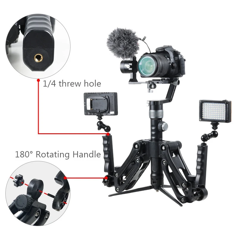 

Flexiable Dual Hand Grips Stabilizer Bracket Holder for Dji Ronin S Zhiyun Crane 3 Axis Gimbal