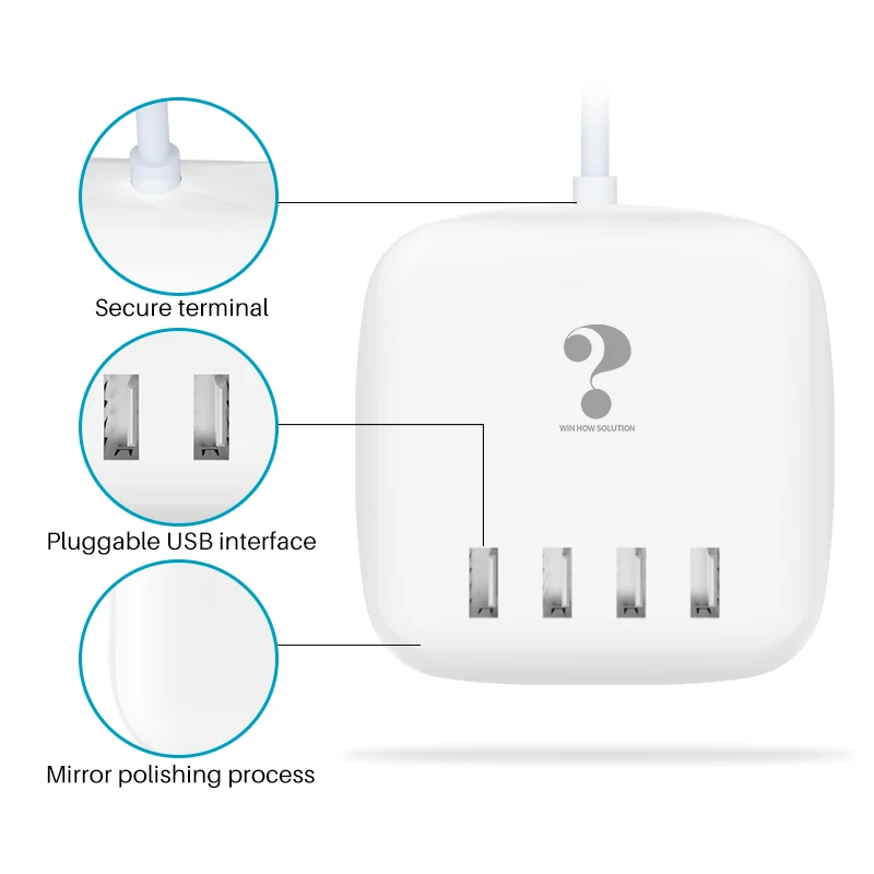 Универсальное сетевое зарядное устройство с 4 USB-портами и поддержкой быстрой
