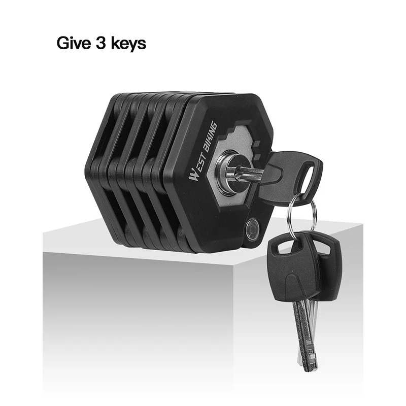 Foldable Bike Lock 3 Keys Anti-theft Heavy Duty Chain Cable Padlock Alloy Anti-Theft Strong Secure Bicycle Folding | Спорт и