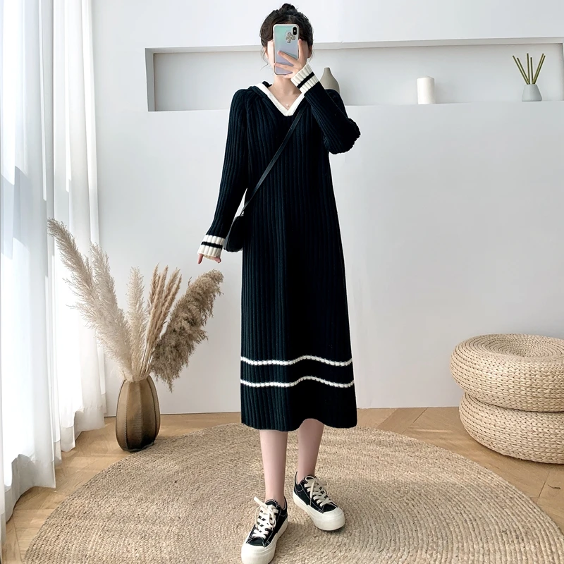 

Осенне-зимнее женское вязаное платье, платья-свитеры